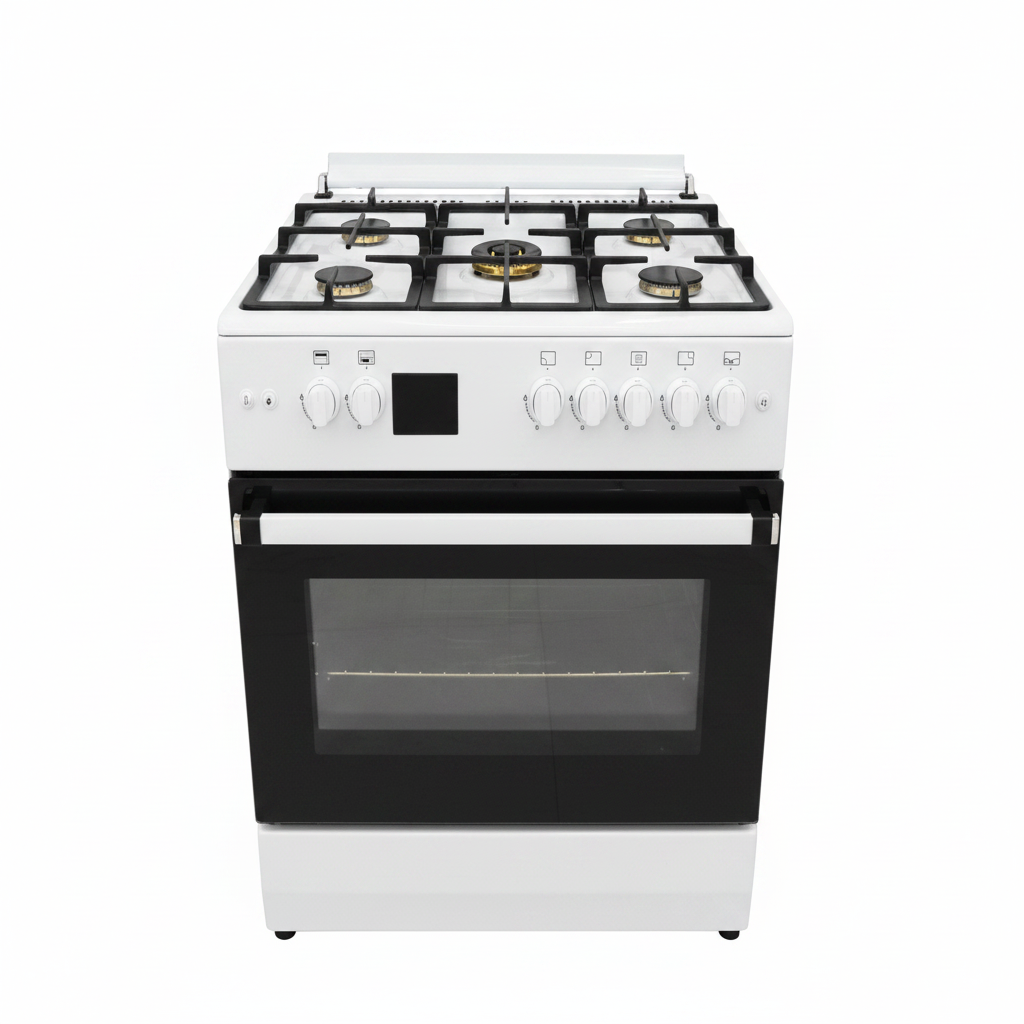 General Gold 5000W 5-Burner Gas Cooker White