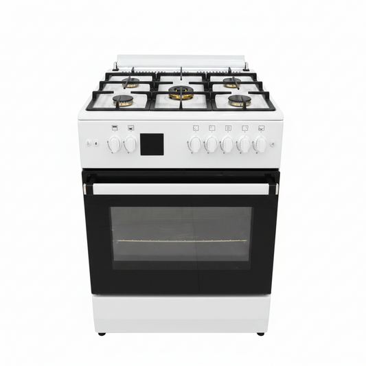 General Gold 5000W 5-Burner Gas Cooker White